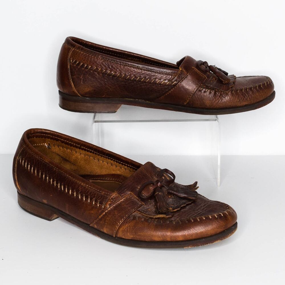 Vito Rufolo Men's Loafers Kiltie Dress Shoes Leather Brown Size 8 | AA